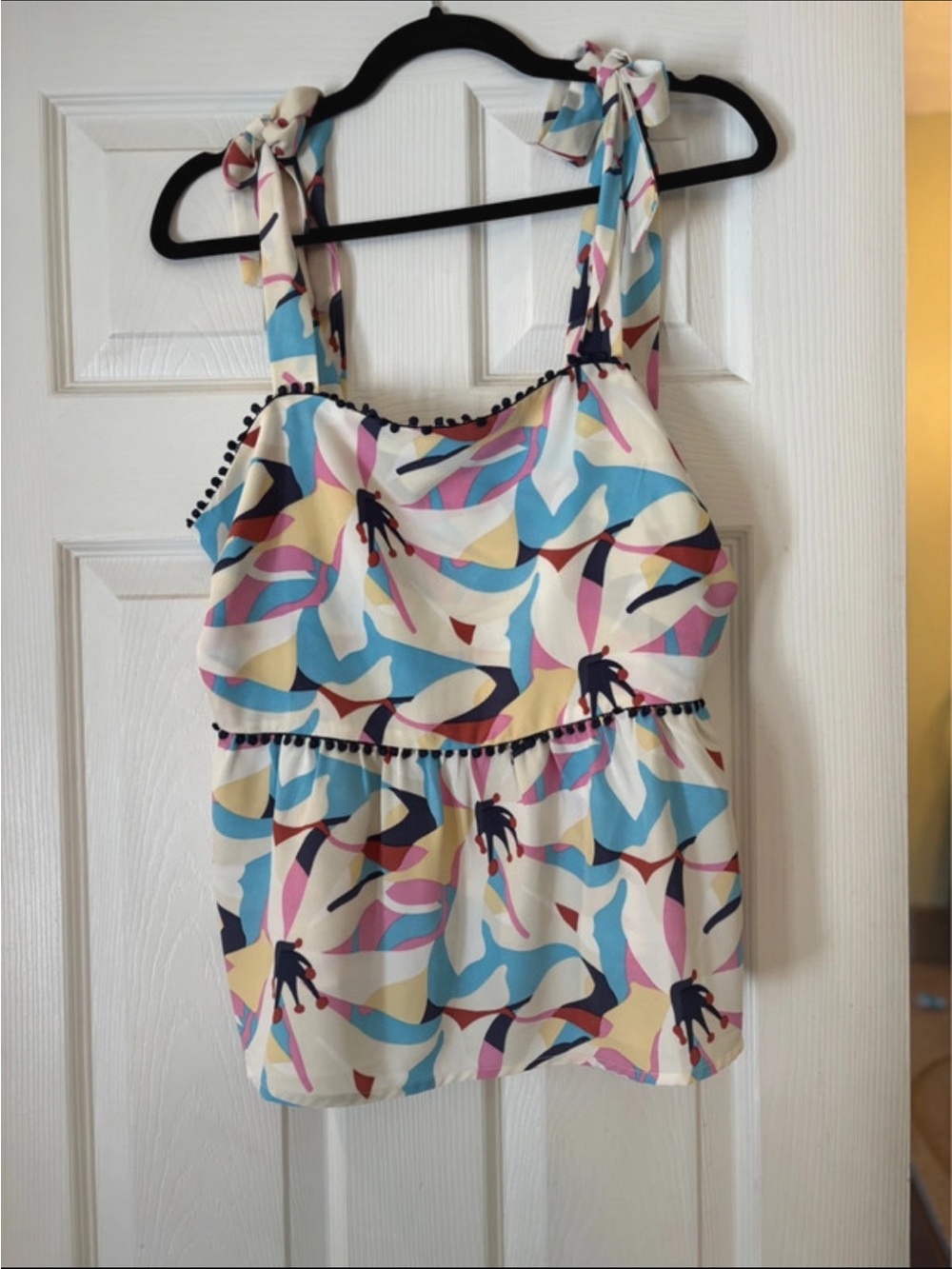 THML Tie-Shoulder Printed Summer Tank Top in Multi-Color